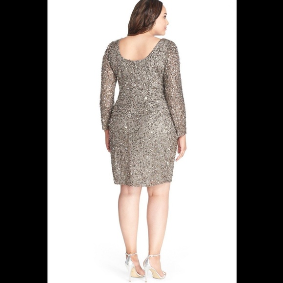 New Adrianna Papell sequin Scoop back dress lead - Picture 7 of 8